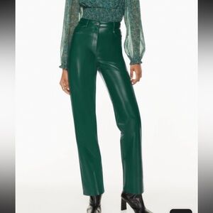 Wilfred Dark Green Faux Leather Straight Leg Pants